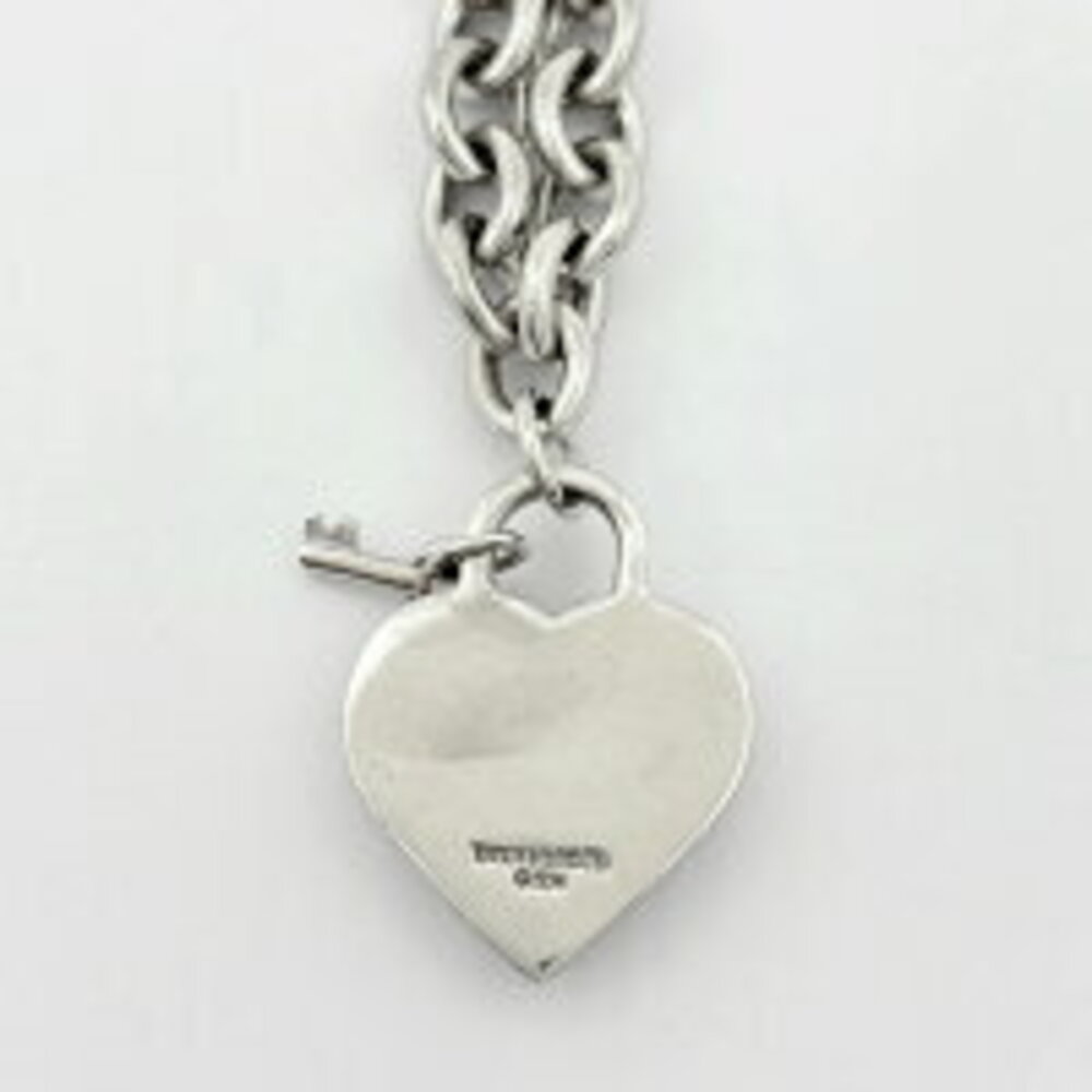 Tiffany Co Heart Lock Chain Necklace Key Sterling Silver